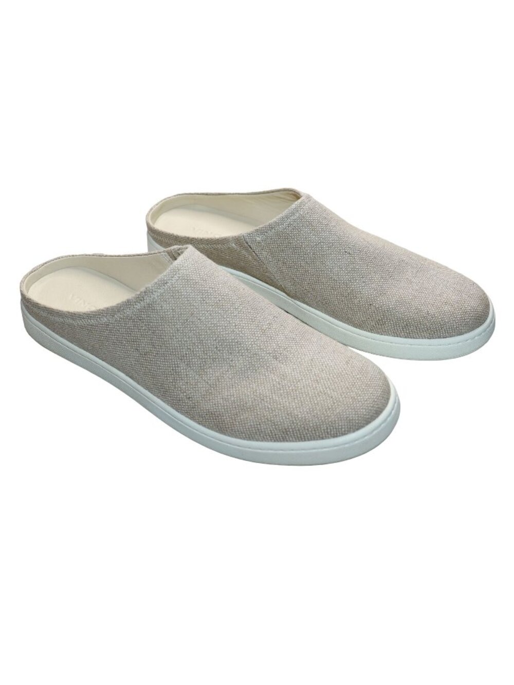 Vince Mule Vianne Size 9.5 Beige Linen Canvas Slip-On Comfort Minimalist